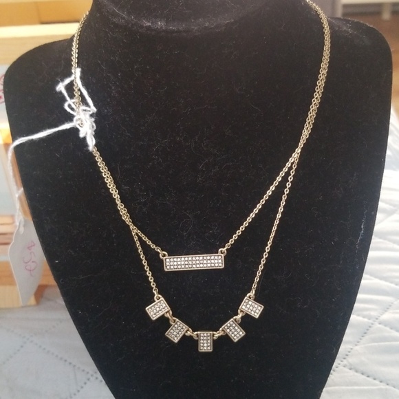 Chloe and Isabel Pavé Bar Convertible Necklace Geometric shapes with clear beads - Picture 1 of 4